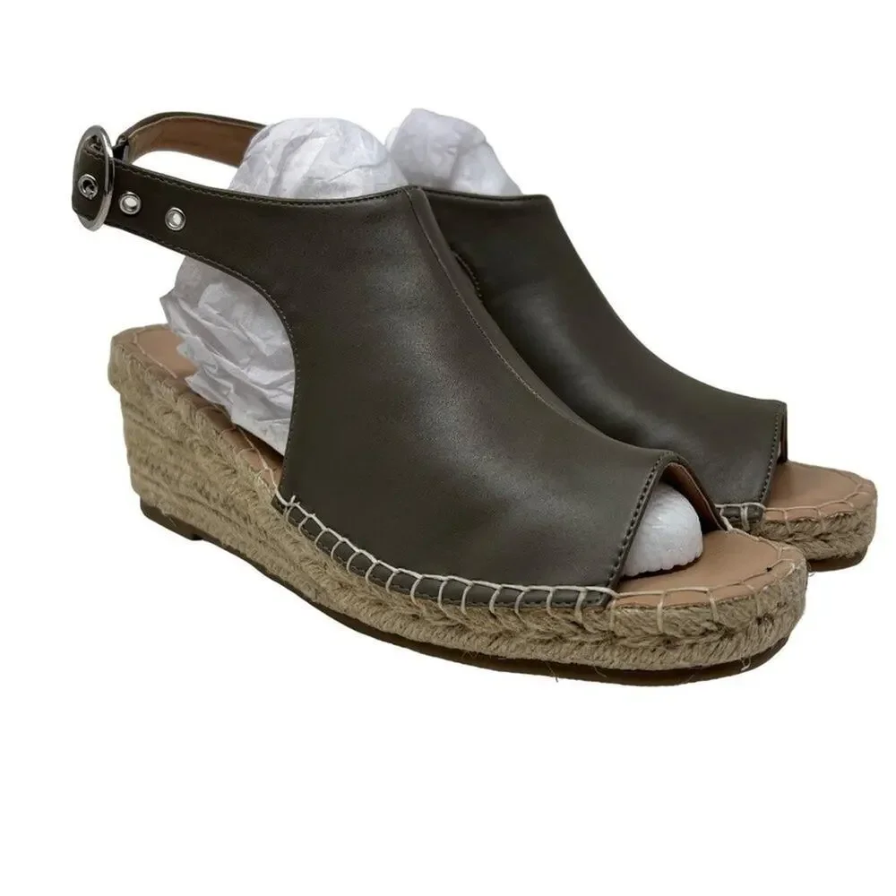 Journee Collection Crew Espadrille Faux Leather Wedges 10